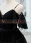 Deep V Neck Black Tulle Straps Sweetheart Tea Prom Dress 3