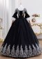 Medieval Vintage Black Embroidery Historical Victorian Ball Gown Prom Dress 3