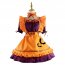 Plus Size Women Orange Fancy Bat Printed Cosplay Maid Dresses Cute Girls Lolita Uniform for Halloween Festival Party