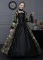 Black Gold Floral Brocade Victorian Dress for Women 2