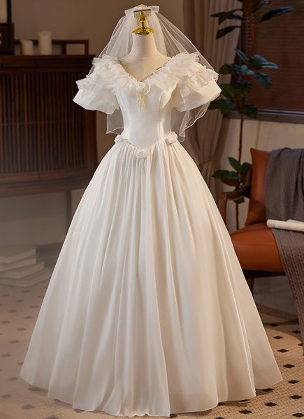 Vintage Princess White Satin 20s Party Dresses