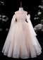 Children Flutter Sleeve Sequin Tulle Dress Banquet Beauty Contest Dresses 3