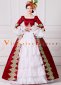 Red Long Flare Sleeves Vintage Lace Floral Wedding Ball Gown Theater Dress