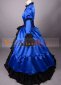 Blue And Black Long Sleeves Bow Renaissance Ball Gown Victorian Dress 2