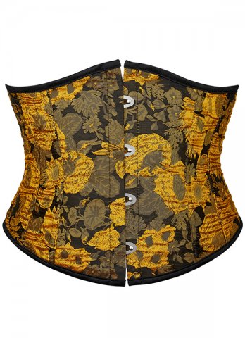 Yellow Jacquard Brocade Underbust Corset