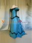 1886s Vintage Blue Off the Shoulder Victorian Bustle Gown Carnival Dress