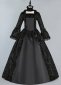 Black Floral Brocade Victorian Holiday Dress 18th Century Costume