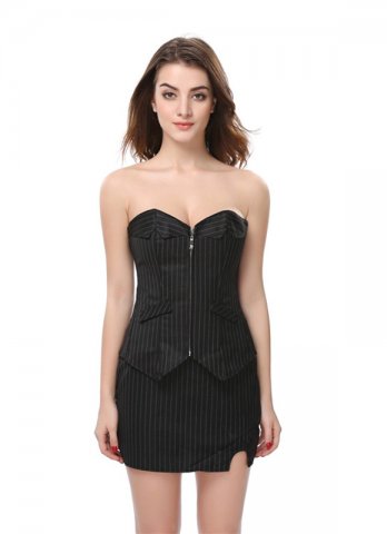 Sexy Fashion Slim Striped Corset Set