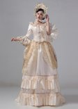 Champagne Victorian Bustle Reenactment Costumes Carnival Masquerade Party Dresses