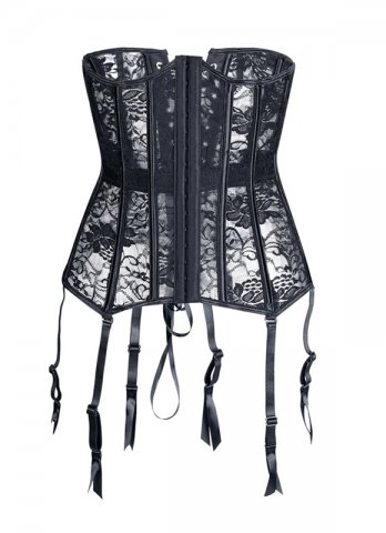 Black Lace Waist Taming Underbust with Suspender Clips