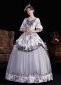 Gray Printed Ruffled Half Sleeves Floor Length Venice Carnival Holiday Festive Formal Dress 3