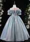 Children Off Shoulder Tulle Sequin Prom Homecoming Dress 2