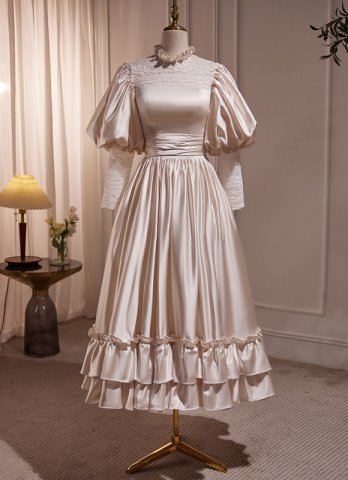 Girls 1950S Vintage Satin Lace Backless Formal Evening Dress