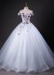 White Appliques Off Shoulder Tulle Holiday Dress