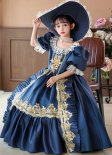 Renaissance 18th Century Girls Princess Blue Dresses Children Holiday Party Dress