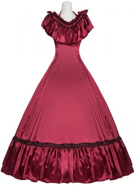 Clearance Wine Red/Purple/Blue Victorian Ball Gown Old West Saloon Girl Theater Dress