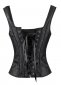 Waist Taming Black Brocade Jacquard Overbust With Straps 1