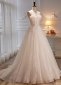 Sparkly Ivory Tulle Spaghetti Strap Appliques Wedding Dress