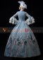 Blue Long Flare Sleeves Lace Peacock Printed Vintage Rococo Masquerade Dress 3