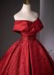 Vintage Burgundy Jacquard Formal Evening Dress 4