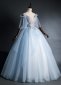 Light Blue Quinceanera Dresses Lace Applique Ball Gown