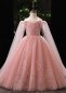 Girls Beauty Pageants Pink Spaghetti Straps Cloak Sleeve Formal Dresses