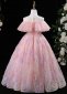 Children Ruffle Shoulder Tulle Flowers Prom Fancy Dresses 4
