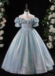 Children Off Shoulder Tulle Sequin Prom Homecoming Dress Size 3-12