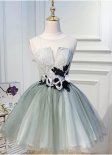 Sexy Backless Lace Flower A-line Mini Evening Dresses