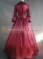 Wine Red Brocade Long Sleeves Renaissance Gothic Victorian Dress 2
