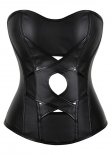 Hollow Leather Tight Fitting Corset with Back Zipper