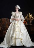 17th Century Victorian Women Tea Party Trailing Dress Queen Fantasy Theatrical Clothing