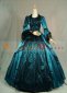 Blue Trumpet Sleeves Victorian Ball Gowns With Black Lace