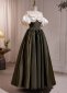 Princess Army Green Off The Shoulder Prom Fromal Dresses