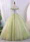 Light Green Off Shoulder Tulle Prom Dress 3