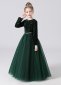 Long Sleeve Sequin Mesh Princess Graduation Party Dress Green
