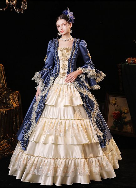 New Women Blue Renaissance Costume Birthday Masquerade Party Princess Dress Theater Costume Theater Clothing