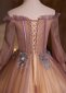 Shining Tulle Embroidery Applique Long Sleeve Formal Prom Dress 4
