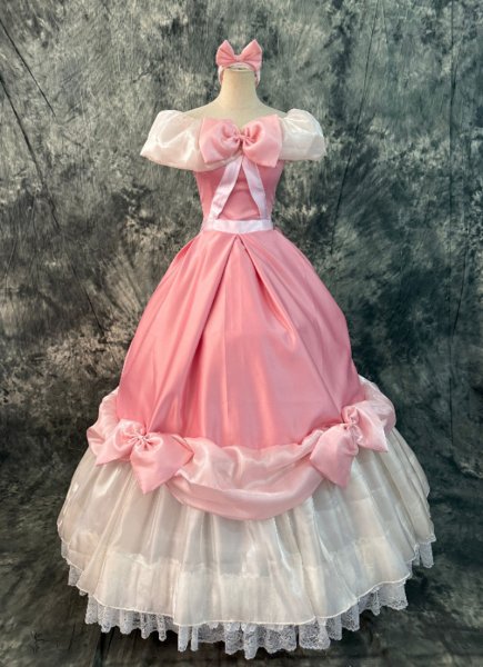 Women Girls Pink Sleeping Beauty Dress for Adult Off the Shoulder Short Sleeves Floor Length Cosplay Dress