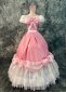 Women Girls Pink Sleeping Beauty Dress for Adult Off the Shoulder Short Sleeves Floor Length Cosplay Dress