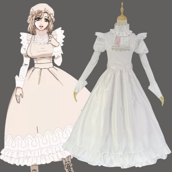 White Long Sleeve Cosplay Maid Lolita Casual Dress