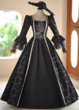 Vintage Black Medieval Masquerade Dress Halloween Party Clothing