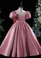 Girls Pink Big Bow Satin Birthday Party Formal Dress
