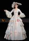 Blue Long Flare Sleeves Lace Floral Vintage Rococo Women Party Dress with Hat