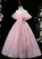 Children Ruffle Shoulder Tulle Flowers Prom Fancy Dresses 2