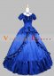 Blue Short Sleeve Belle Princess Victorian Dress Ball Gowns