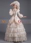 Champagne Baroque Rococo Civil War Era Dress Ball Gown with Hat 2