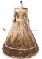 Champagne Long Sleeve Square Collar Lace Victorian Dress 2
