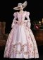 Pink Printed Long Flare Sleeve Floor Length Masquerade Ball Dress 2
