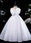 White Girls Princess Spaghetti Straps Big Bow Party Dress